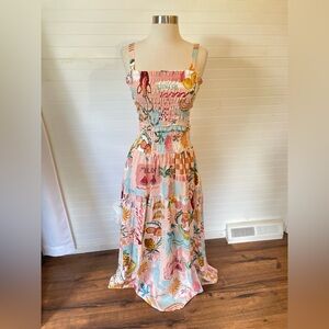 Paper Hearts Pink Multicolor Tropical Fruit 2-Piece Set Top + Maxi Skirt NWT S